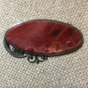 Agate maroon on Sterling Silver filigree